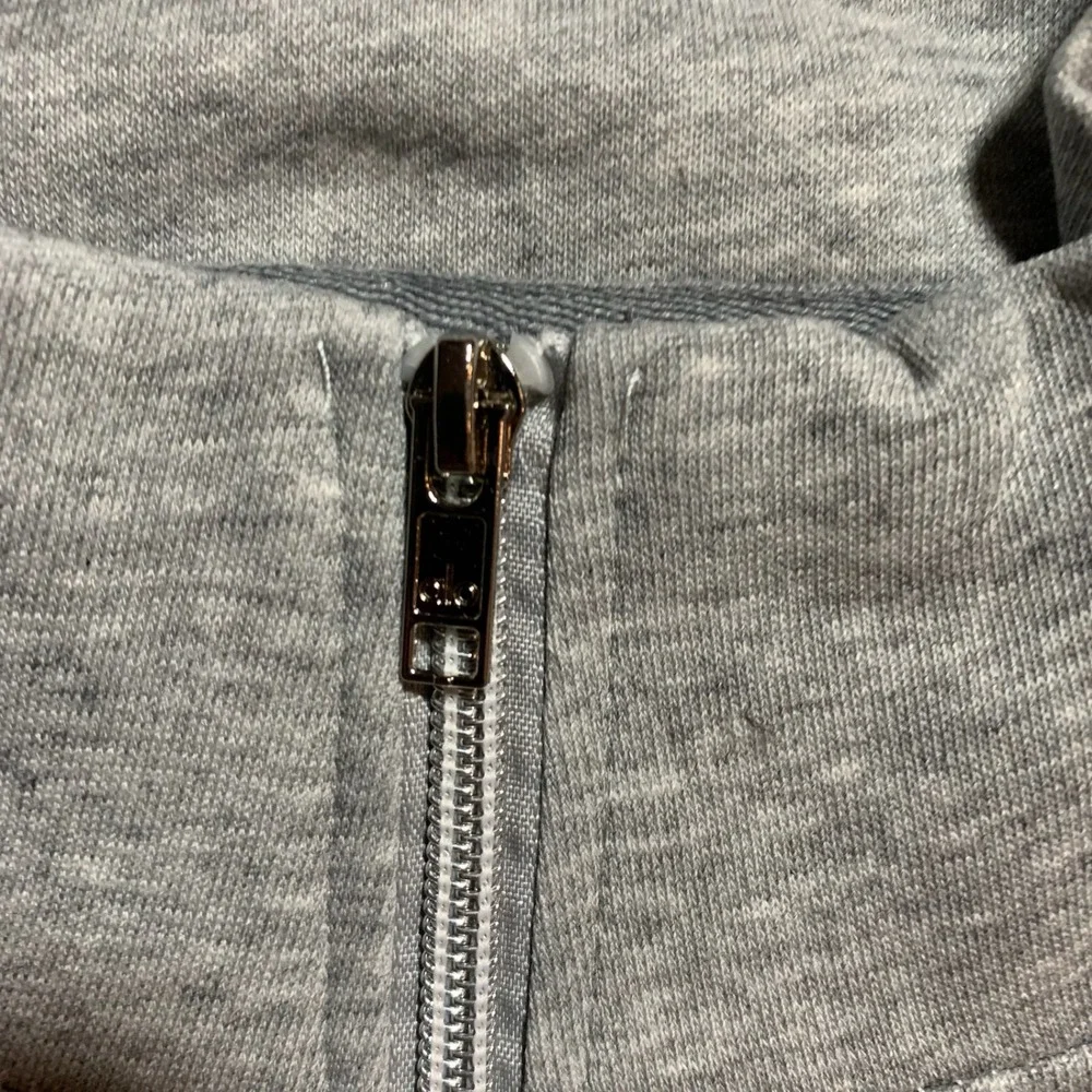 Alo Yoga Heather Gray Quarter Zip Pullover and Open Leg Sweatpants Set Large